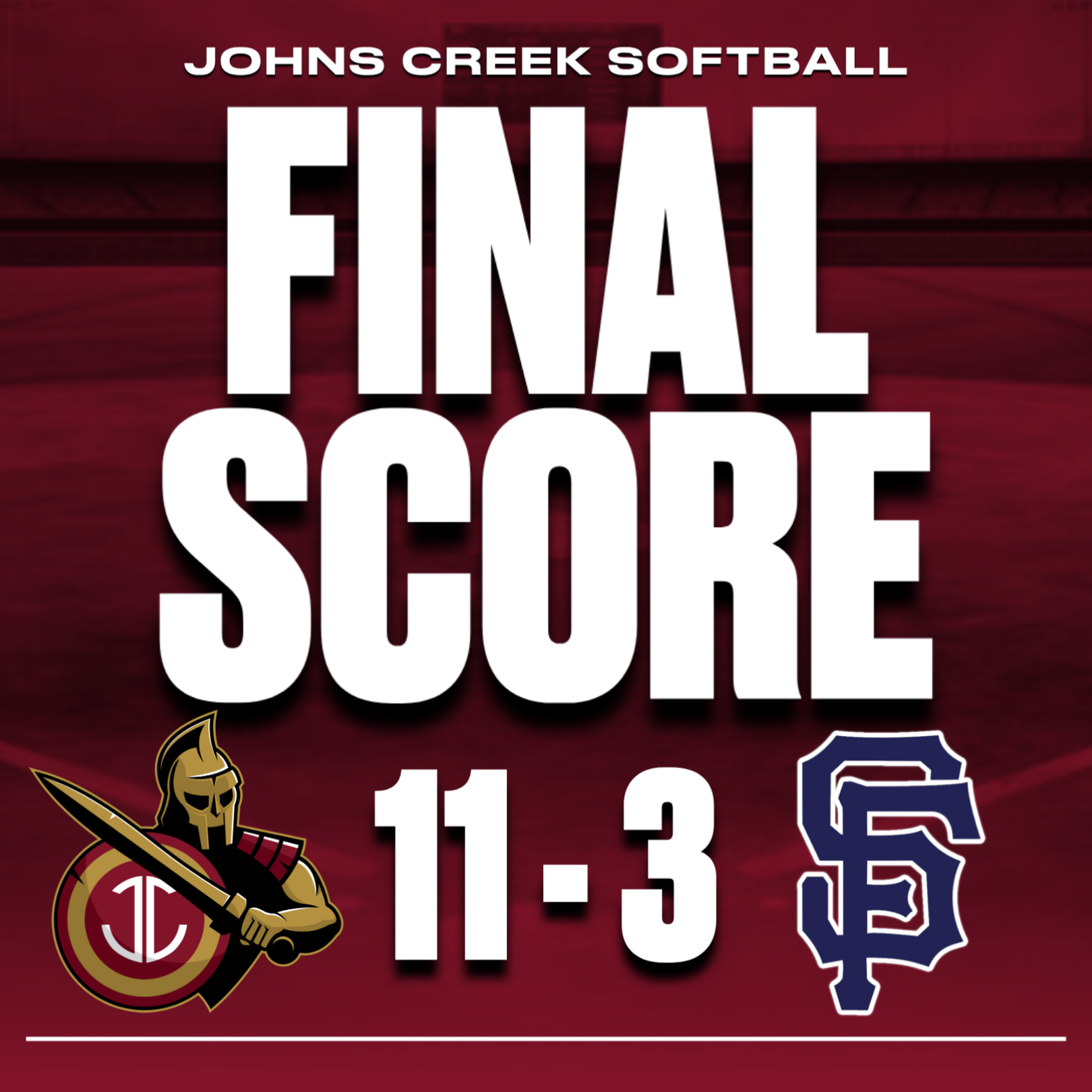 Johns Creek Lady Gladiators Defeat St. Francis 11-3 Behind 14-Hit Attack