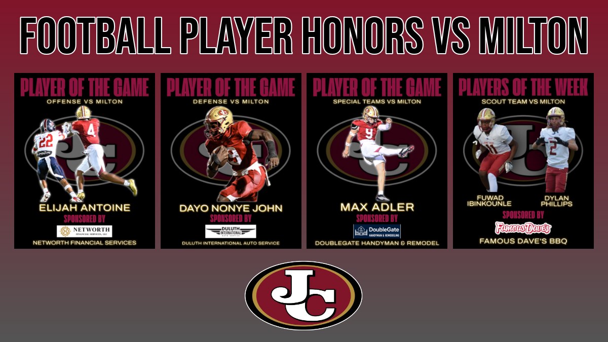 Football Player Honors vs Milton