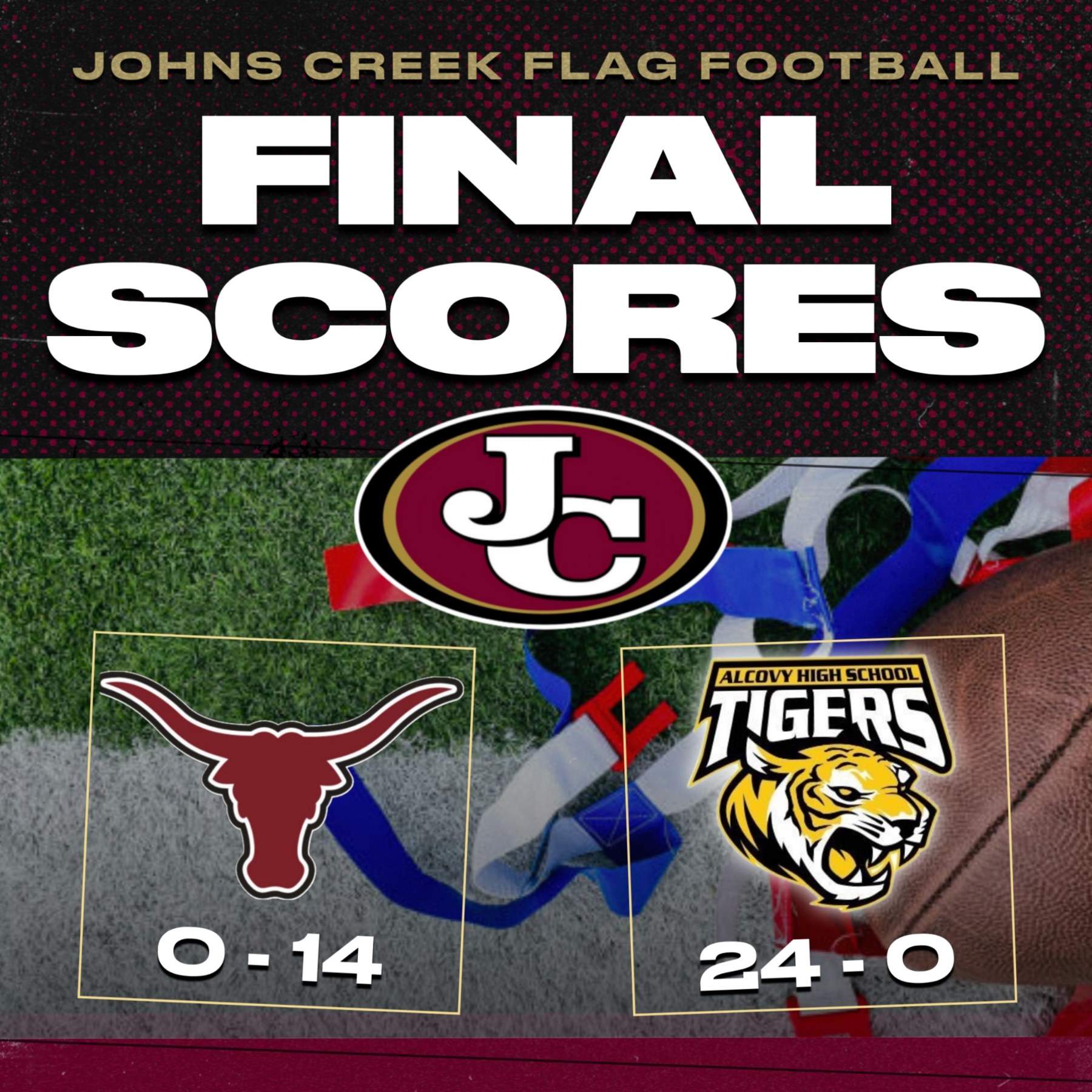 Johns Creek Flag Football Splits Road Doubleheader, Moves to 6-6
